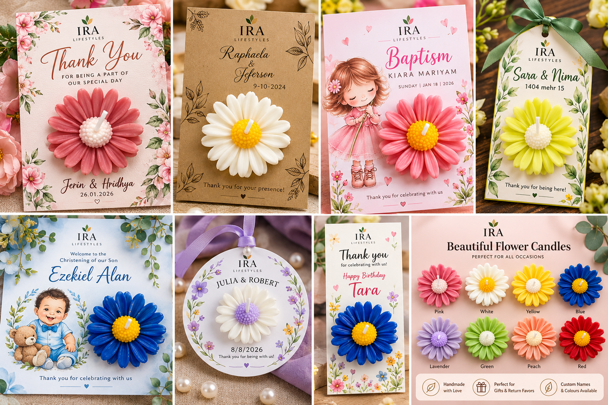 Flower Candles with Customised Message Card | IraLifestyles