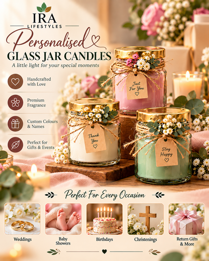Personalised Glass Jar Candles with Custom Names & Colours | IraLifestyles