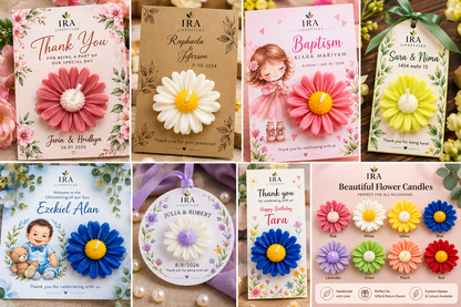Flower Candles with Customised Message Card | IraLifestyles
